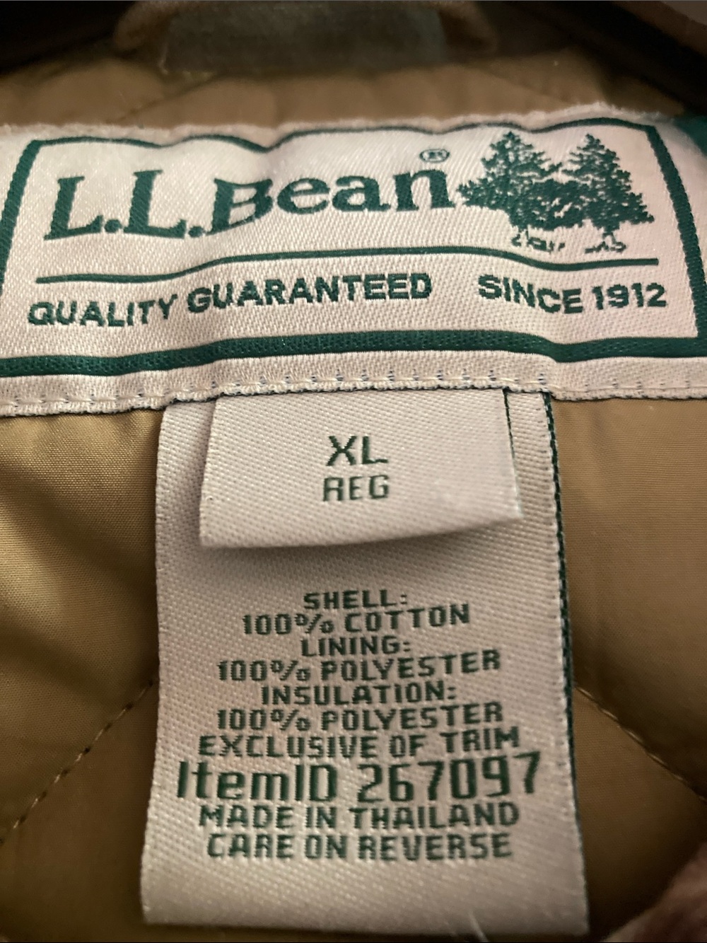 L.L. Bean women's Adirondack Barn Coat quilted lining tan corduroy insulated - Picture 4 of 10